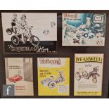 A group of four framed advertising images to include Mobo Toys, Tri-ang and others, together with