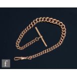 A early 20th Century graduated curb link single Albert chain converted to a bracelet, weight 26g,