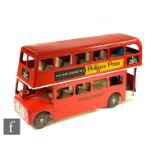 A Triang pressed steel Routemaster Bus, red with Pedigree Pram and Triang Railways decals, with