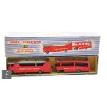 A Dinky 983 Dinky Auto Service Car Carrier with Trailer, in red and grey with grey Supertoy hubs