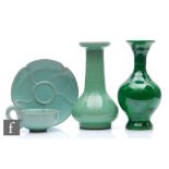 A collection of Chinese porcelain items, to include a green glazed vase with six-character