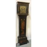 A 18th Century black chinoiserie longcase clock by John Page Ipswich, brass dial with eight day