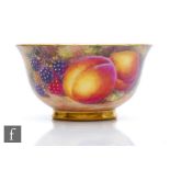 A Royal Worcester Fallen Fruits high sided bowl decorated by Freeman to the interior and exterior