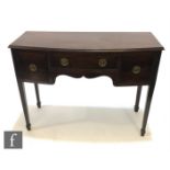 A small George III mahogany bow front sideboard, the single frieze drawer flanked by two deep