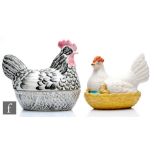 A Price Kensington egg basket formed as a chicken with removable cover, the seated bird with black