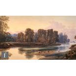 MANNER OF PAUL SANDBY, RA - Early evening, an extensive wooded river landscape, watercolour, framed,