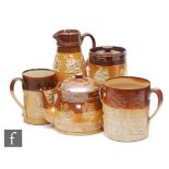 Four pieces of assorted late 19th and early 20th Century Doulton salt glazed stoneware comprising