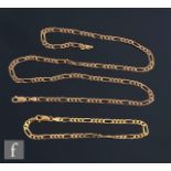 A 9ct hallmarked figero link chain, weight 10g, length 51cm, with a similar bracelet, weight 4.5g,