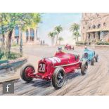 TONY SMITH (CONTEMPORARY) - '1933 Monaco Grand Prix', pastel and wash drawing, signed, framed,