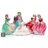 Five Royal Doulton figurines comprising Lady Charmain HN1948, Daydreams HN1731, Denise HN2273,