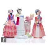 Four Royal Doulton figurines comprising Mary Mary HN2044, Diana HN1986, Amy HN2958 and Biddy. (4)