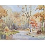 DENIS DELLOW (CONTEMPORARY) - A woodland road, watercolour, signed, framed, 35cm x 46cm, frame