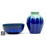A Bourne Denby Danesby ware bowl decorated in an electric blue tonal glaze, printed mark, diameter