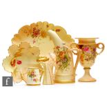 A collection of assorted late 19th and early 20th Century Royal Worcester blush ivory comprising a