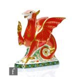 A boxed Royal Crown Derby paperweight Welsh Dragon, made to celebrate the marriage of HRH Prince