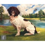BERNARD PEARSALL (B. 1923) - A King Charles Spaniel in a landscape, oil on canvas, signed and