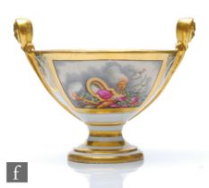 A 19th Century Barr, Flight & Barr twin handled bowl decorated with two doves pulling a flaming