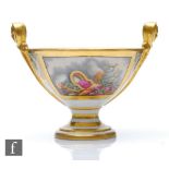 A 19th Century Barr, Flight & Barr twin handled bowl decorated with two doves pulling a flaming