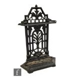 A late 19th Century cast iron umbrella or stick stand in the manner of Coalbrookdale, with pierced