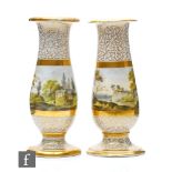 A matched pair of 19th Century Chamberlain Worcester spill vases both decorated in the round with