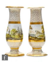 A matched pair of 19th Century Chamberlain Worcester spill vases both decorated in the round with