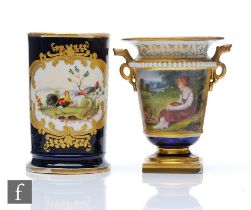 A 19th Century Flight Barr & Barr Worcester twin handled vase titled A Fern Cutters Child with a