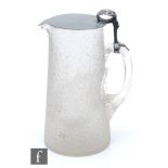A 19th Century crackle ice jug of tapered form with lower internal ice aperture and thumb mould