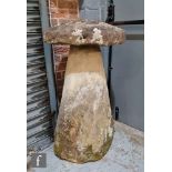 A tall 19th Century or earlier sandstone staddle stone with mushroom top, height 99cm.