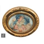 L. FOWLER (LATE 19TH CENTURY) - Cherubs, watercolour, signed, oval, in decorative moulded gilt and