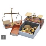 A set of Victorian brass letter scales and weights, a set of GPO military brass scales by