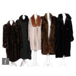 Five ladies 1930s and 1940s vintage coats comprising a CC41 utility faux fur coat, a black faux