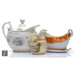 A 19th Century Flight Barr & Barr teapot of silver form, bat printed with shells with gilt sprigs,