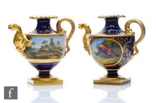 Two 19th Century Flight Barr & Barr Worcester decorative rosewater sprinklers, the first decorated