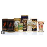 A collection of assorted 19th and early 20th Century spill vases of varying cylindrical form to