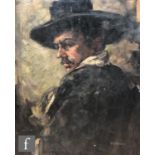 FRANCES WYNNE MURRAY (EXHIBITED 1919-1939) – Portrait of man wearing a cloak and black fedora, oil