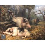 ATTRIBUTED TO JAMES WARD, RA (1769-1859) - Three Pigs, oil on canvas, bears signature, framed,