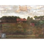 ENGLISH NIAVE SCHOOL (18TH CENTURY) – 'Weedon House and grounds', oil on canvas, bears