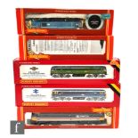 Five OO gauge Hornby diesel locomotives, two Class 37 Co-Cos, comprising R369 BR blue 37073, and