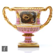 A 19th Century Flight Barr and Barr, Royal Porcelain Works Worcester twin handled urn decorated with
