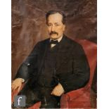 FRENCH SCHOOL (EARLY 20TH CENTURY) - Portrait of a gentleman in a black suit, three quarter length