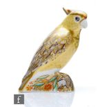 A Royal Crown Derby paperweight Citron Cockatoo, printed mark with gold stopper, height 14cm.