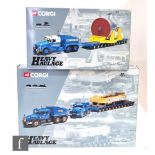 Two Corgi Heavy Haulage 1:50 scale diecast model sets, 18001 Econofreight Heavy Transport Scammell