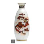 An early 20th Century Royal Worcester shape 2491 vase decorated with two Chinoiserie panels in