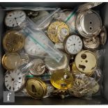 A parcel lot of assorted pocket watch cases and movements to include hallmarked, continental