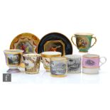 A collection of assorted 19th Century coffee cups, teacups and saucers to include a Barr Worcester