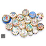 A collection of assorted 1980s and 1990s Halcyon Days enamel pill and trinket boxes to include