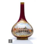 A 19th Century Chamberlain bud vase decorated with a handpainted view of Worcester against a