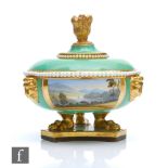 A 19th Century Flight Barr and Barr Royal Porcelain Works, Worcester inkwell decorated with a view