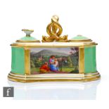 A 19th Century Flight Barr & Barr inkstand, the shaped body with two inkwells and decorated with a