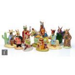 Nine assorted boxed Royal Doulton Bunnykin figurines comprising Sir Lancelot DB301, Arabian Nights